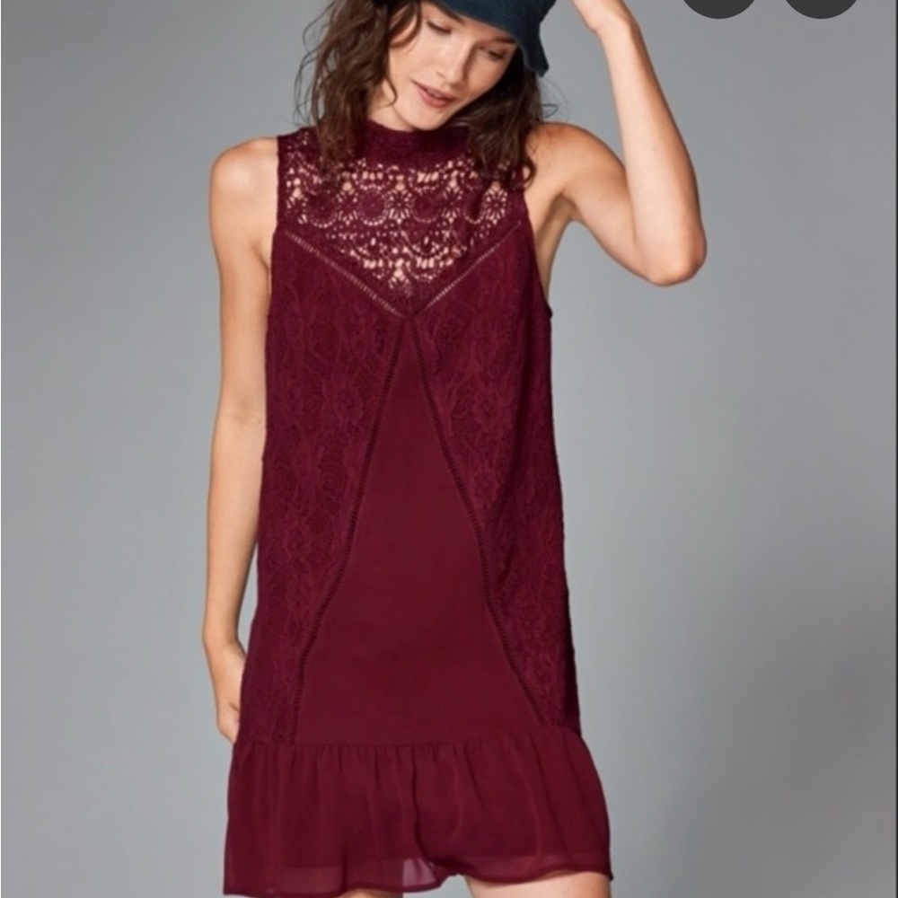 Abercrombie & Fitch Deep Red Lace Mini Dress